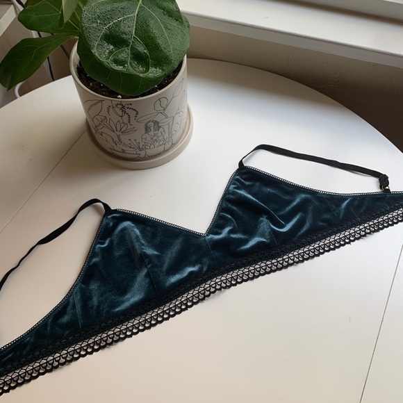 Teal Velvet Bralette - Picture 2 of 5